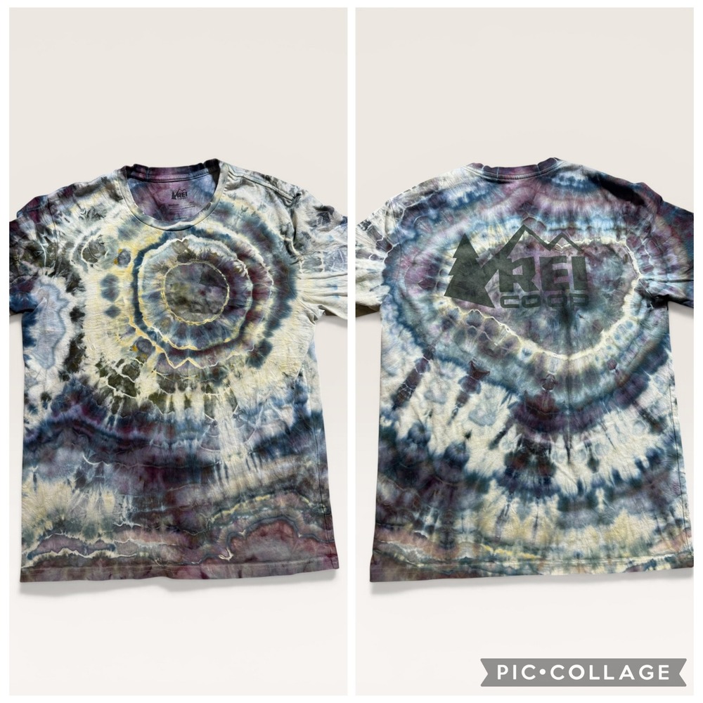 REI Co-op T-Shirt Ice Dye Tie Dye Graphic Medium‎ Custom Hiking Outdoor